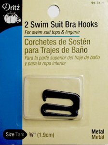 Dritz- Swim Suit Bra Hooks #99-34-1  - Black, 3/4"