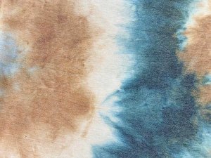 Imported French Terry Knit Fabric - Tie-dye Taupe-Teal-Brown