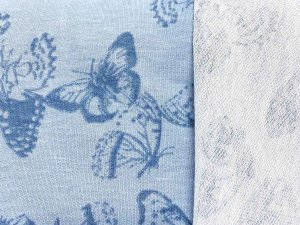 Imported French Terry Knit Fabric - Butterflies Blue