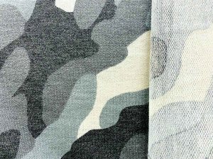 Imported French Terry Knit Fabric - Camo Grey