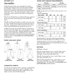 Folkwear #119 - Sarouelles - Indo-African Pants - Unisex Sewing Pattern