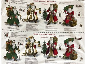 Quilting Cotton Print Fabric - Christmas Panel - Olde Father Christmas Appliques
