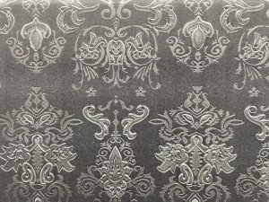 Halloween Fabric - Baroque Stretch Velvet - Grey