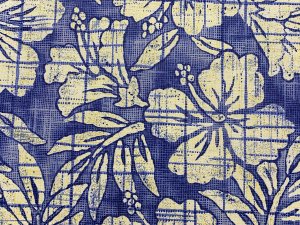Kahala Linen-Cotton Fabric by Tori Richard - Blue Flower