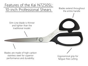 KAI Scissors #7250SL - 10” Professional Shears - Carbon Blade