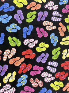 Quilting Cotton Print Fabric - Fun Flops Black