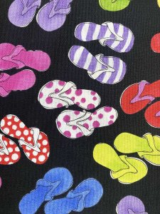 Quilting Cotton Print Fabric - Fun Flops Black