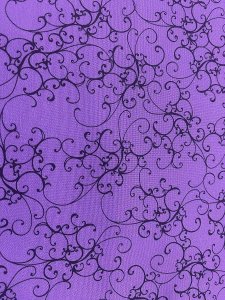 Quilting Cotton Print Fabric - Elegant Scroll Purple by Loralie Harris