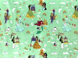 Minky Apparel Plush Fabric - Disney Princess Tossed