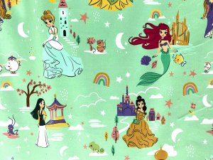 Minky Apparel Plush Fabric - Disney Princess Tossed