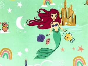 Minky Apparel Plush Fabric - Disney Princess Tossed - Ariel from The Little Mermaid