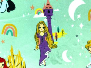 Minky Apparel Plush Fabric - Disney Princess Tossed - Rapunzel from Tangled