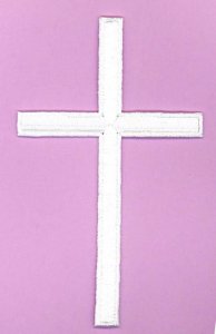 Wholesale Iron-on Applique - Latin Cross #3053 - White,  4.75" x 2.75", 25pcs