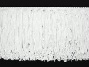 Wholesale Rayon Chainette Fringe - White #1 - 15 inch  -  18 yards