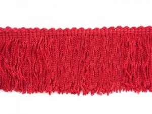 Rayon Chainette Fringe - Red #12, 4 inch