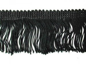 Wholesale Rayon Chainette Fringe - Black #2, 6 inch  -  18 yards