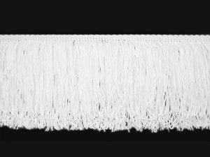 Wholesale Rayon Chainette Fringe - White #1 - 6 inch  -  18 yards