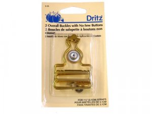 Dritz- Overall Buckles with No Sew Buttons, 1 1/4 Gold