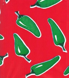 Oilcloth - Green Chilies on Red