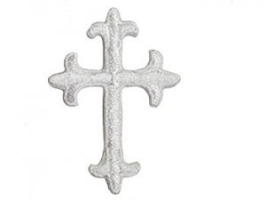 Wholesale Iron-on Applique - Fleury Latin Cross #17864 - White, 1.875" x 1.375", 25pcs