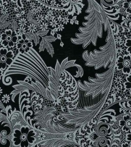 Wholesale Oilcloth - Paradise Lace Grey on Black - 12 yds