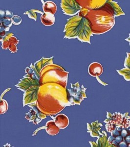 Wholesale Oilcloth - Pears and Apples Blue   12yds