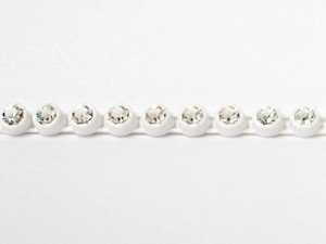 Rhinestone Banding - Plastic, Single Row White/Crystal 4mm