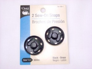 Dritz Sew-On Snaps- Black 30mm