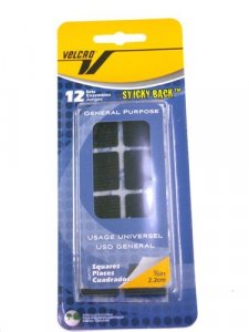 Velcro- Sticky Back Squares, 12 Sets Black