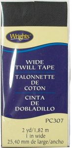 Wrights Wide Twill Tape #307 - Black #031  -  1" wide