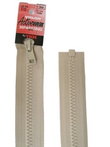 YKK Separating Zipper - One Way Opening, 18" - #572 Bone