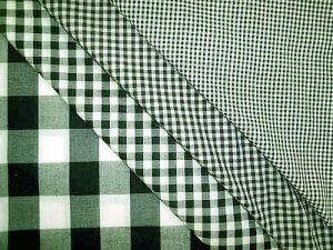 Gingham Check Fabric - Hunter Green with  White