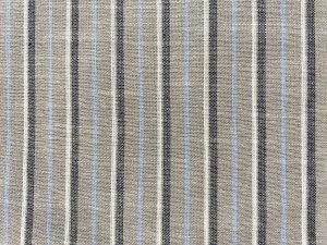Palm Harbor Stripes - Cocoa Black White Blue col.01 - Linen Cotton Fabric