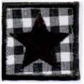 Applique - Black Suede Star on Gingham - Iron-on Patch