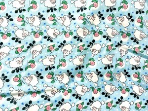 Quilting Cotton Print Fabric - Rosy Sheep - Blue
