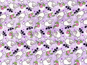 Quilting Cotton Print Fabric - Rosy Sheep - Lilac