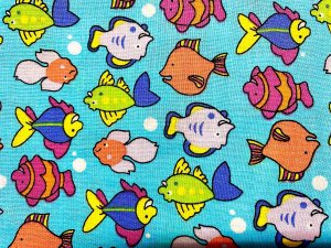 Quilting Cotton Print Fabric - Tropical Fish - Turquoise