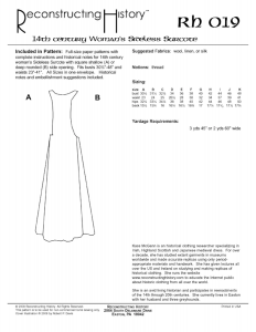 Reconstructing History #RH019 - 14th century Women's Surcote Sewing Pattern
