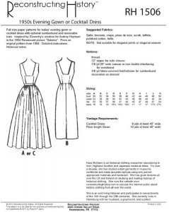 Reconstructing History Pattern #RH1506 - RH1506 — "The Sabrina Dress" 1955 Evening Gown or Cocktail Dress Sewing Pattern
