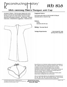 Reconstructing History Pattern #RH816 — 18th Century Men's Banyan and Cap Sewing Pattern