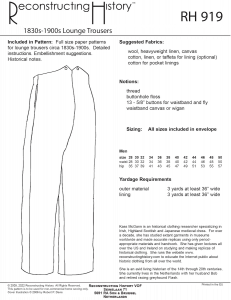 Reconstructing History #RH919 - 19 Century Men's Trousers (Victorian)