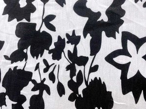 Imported Linen - Black and White Floral - Printed Linen Fabric