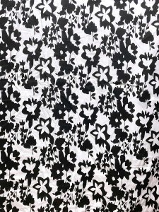 Imported Linen - Black and White Floral - Printed Linen Fabric