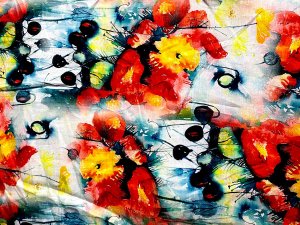Linen Print Fabric - Digital Floral #25TEL02