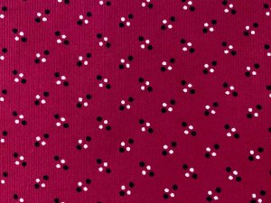 Pinwale Cotton Corduroy Print - Black and White Dots on Red col. 09