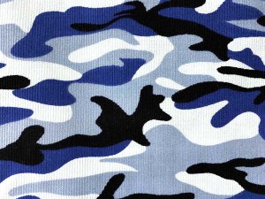 Pinwale Cotton Corduroy Print - Blue-Black Camouflage col. 13