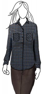 VF216-13 Prancer Check - Navy and Brown Super Soft Shirtweight Wool Fabric From Italy