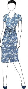 VF223-24 Hula Fronds - Large Leaf Print in Hues of Blue on a Heavy Cotton Knit Fabric