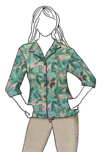 VF223-32 Lu’au Tropics - Aqua and Rose Hawaiian Print on Combed Cotton Fabric by Tori Richard
