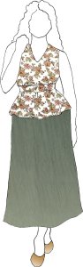 VF233-38 Tidal Blossoms - Floral Rayon Challis Print Fabric